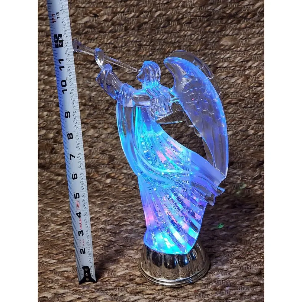 Graceful Christmas Angel Figurine Multicolor LED Swirling Water Globe Battery
